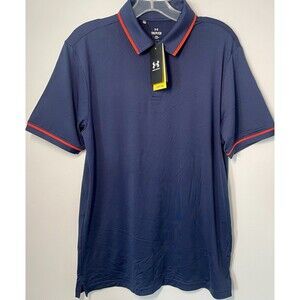 Under Armour Golf Polo Short Sleeve Men’s S Loose Fit Blue With Red Trim